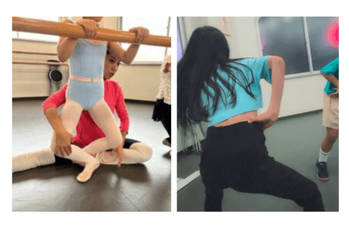 バレエを習う様子とストリートダンスを踊る小学生